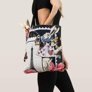 Tote Bag Vintage Alice au pays des merveilles Lapin blanc