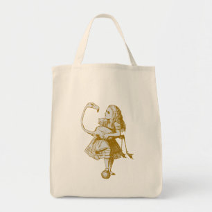 Tote Bag Vintage Alice & Flamant rose au pays des merveille