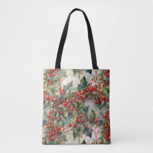 Tote Bag Vintage aquarelle sainte baies feuilles