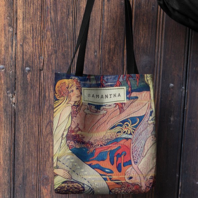 Tote Bag Vintage Art Nouveau Belle Sirène Personnalisée (Créateur téléchargé)
