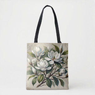 Tote Bag Vintage blanc Magnolia Botanique