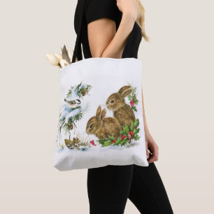 Tote Bag Vintage Bunnies de Noël