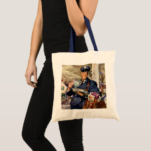 Tote Bag Vintage Business, Mailman Livrant des lettres
