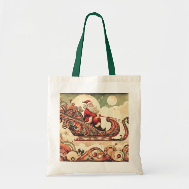 Tote Bag vintage/caprical/père Noël/Noël (Devant)