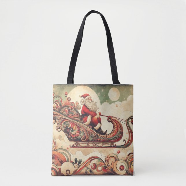 Tote Bag vintage/caprical/père Noël/Noël (Devant)