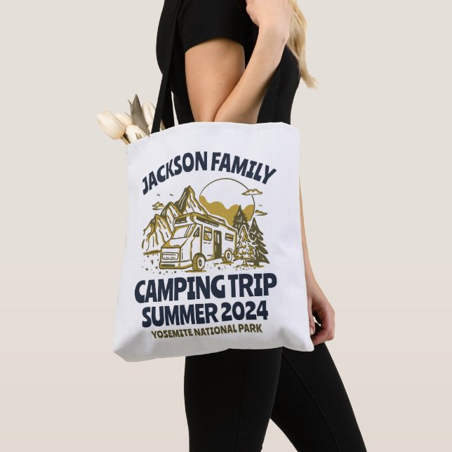 Tote Bag Vintage Caravan Famille Réunion Voyage Camping (De près)