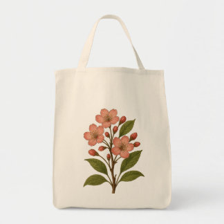 Tote Bag Vintage Cherry Blossom Botanical Tote - Reusable