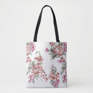 Tote Bag Vintage Chic Fleurs Féminines Érodées