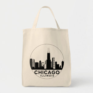 Tote Bag Vintage Chicago Illinois City Skyline Retro Travel
