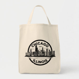 Tote Bag Vintage Chicago Illinois City Skyline Retro Travel
