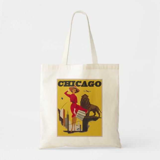 Tote Bag Vintage Chicago USA Air Travel Publicité (Devant)