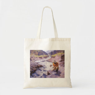 Tote Bag Vintage Cowboy, Panning Gold, Wyoming par Leigh