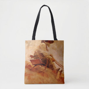 Tote Bag Vintage Cowboys, The Ore Wagon par NC Wyeth