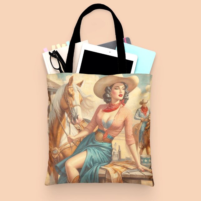 Tote Bag Vintage Cowgirl (Créateur téléchargé)