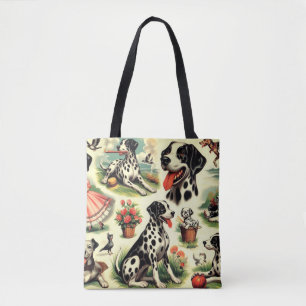 Tote Bag Vintage Cute Dalmatien sans joint