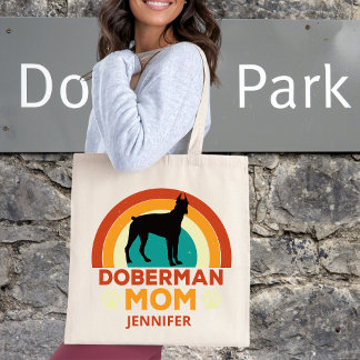 Tote Bag Vintage Doberman Chien Maman Coucher de soleil Per