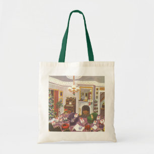 Tote Bag Vintage Enveloppement de Noël présente dans le sal