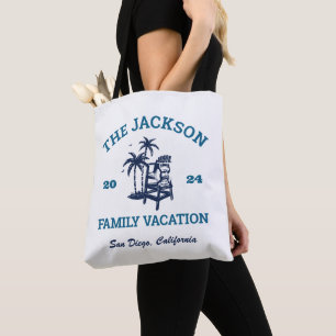 Tote Bag Vintage Famille Vacances Rétro Logo Vacances Plage