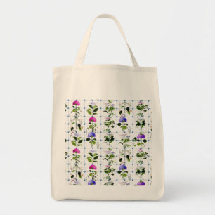 Tote Bag Vintage Fleur Naturel Rose Violet Floral Botanique