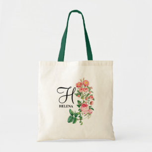 Tote Bag Vintage Floral Botanique Customisé Monogramme