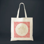 Tote Bag Vintage Floral rouge mou Personnalisé Noël<br><div class="desc">Vintage Floral rouge mou Personnalisé Joyeux Sac fourre-tout de Noël</div>