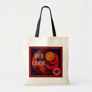 Tote Bag Vintage Fruit Crate Étiquette Art Rouge Cercle Ora