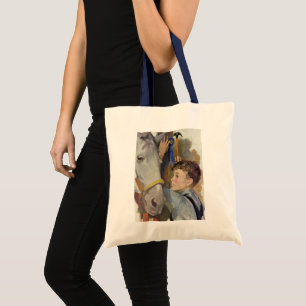 Tote Bag Vintage Garçon avec son ruban bleu Cheval gagnant