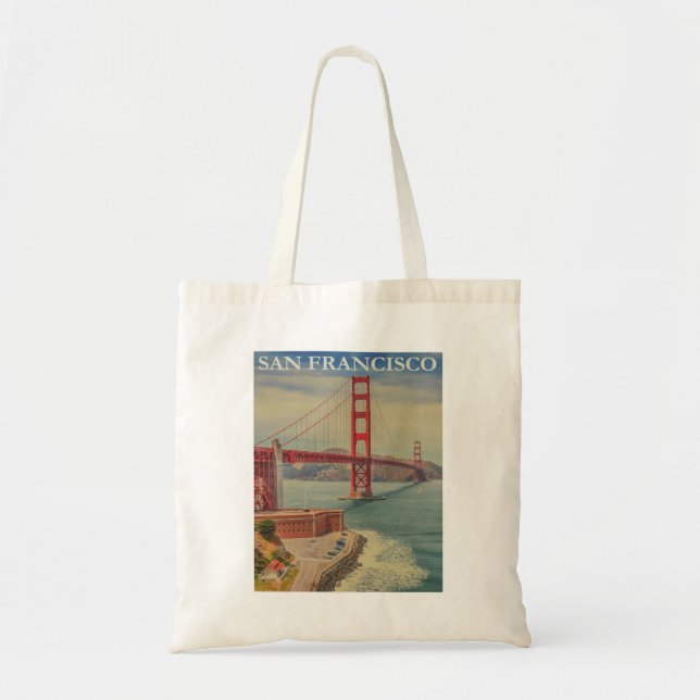 Tote Bag Vintage Golden Gate Bridge, San Francisco (Devant)