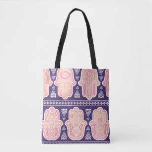 Tote Bag Vintage Indien dessiné à la main symbole hamsa san