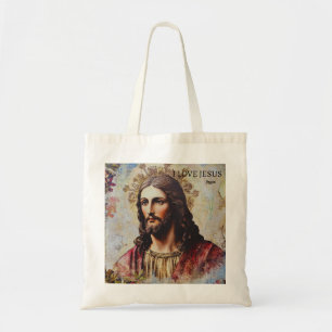 Tote Bag Vintage J'aime Jésus nom personnalisable
