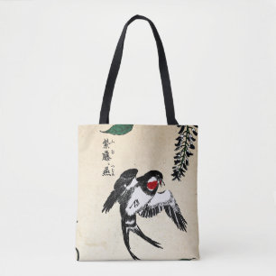 Tote Bag Vintage japonais Oiseau et Wisteria