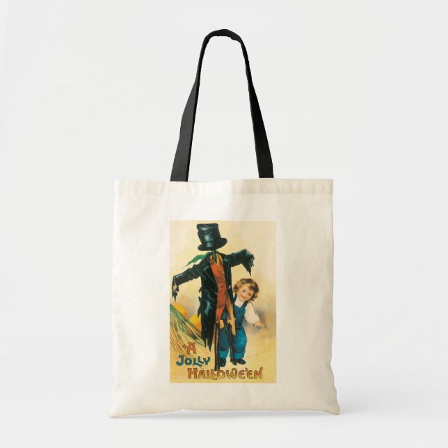 Tote Bag Vintage Jolly Halloween Épouvantail Ellen Clapsadd (Devant)