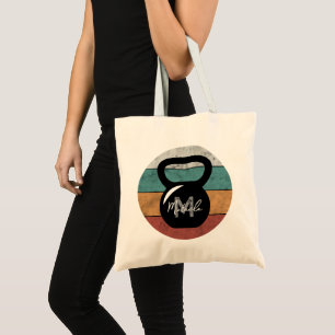Tote Bag Vintage kettlebell personnalisé nom monographique
