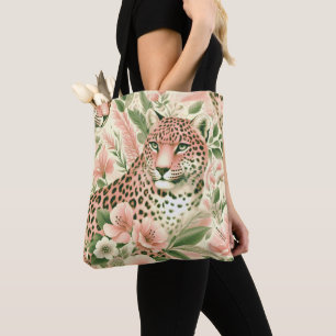 Tote Bag Vintage léopard de la jungle florale