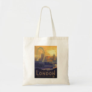 Tote Bag Vintage Londres Big Ben Parlement Thames River