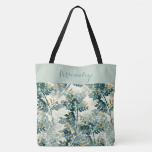 Tote Bag Vintage Mer Green Foliage Feuilles Élégant Motif