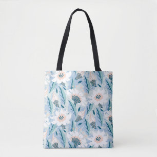 Tote Bag Vintage motif floral peint à la main avec grand b