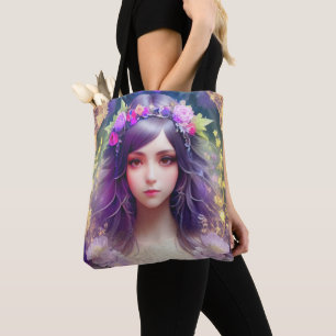 Tote Bag Vintage Mucha Style Belle femme Portrait