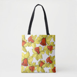 Tote Bag vintage Narcisse fleur botanique florale Jaune a