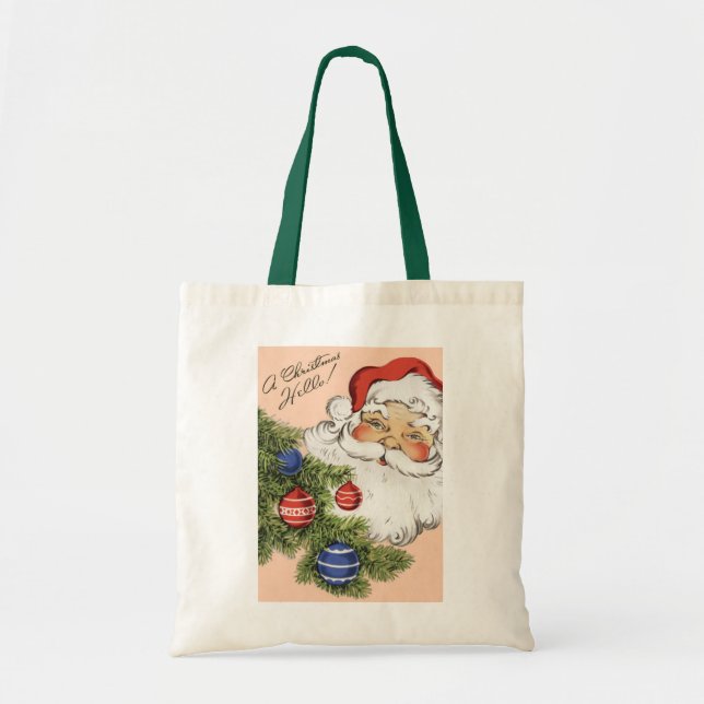 Tote Bag Vintage Noël Bonjour ! Jolly Santa Claus (Devant)