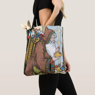 Tote Bag Vintage Noël, jouets du Père Noël sabots chaussure