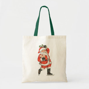 Tote Bag Vintage Noël victorien Père Noël Patinage sur glac