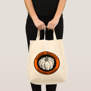 Tote Bag Vintage Orange Black Halloween Citrouille Encre Ar