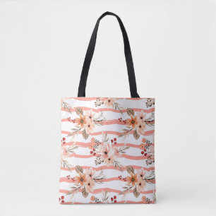 Tote Bag Vintage Orange Floral Grandes Motif