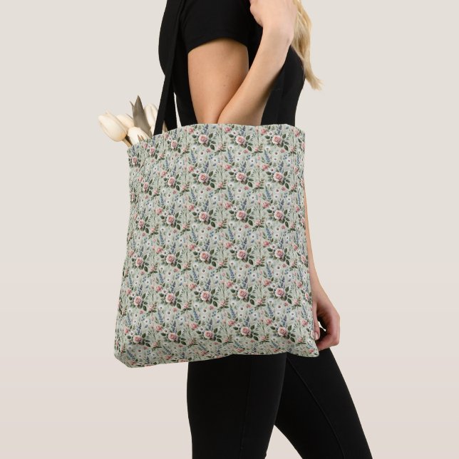 Tote Bag Vintage Pastel Floral Motif botanique (De près)