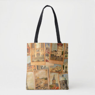 Tote Bag Vintage photo cards collage. European, Middle East