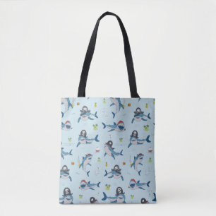 Tote Bag Vintage pirate requin drôle animal marin main sauv