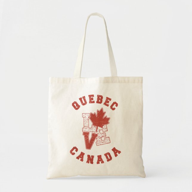 Tote Bag Vintage Québec Canada Aimer Drapeau canadien (Devant)