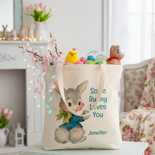 Tote Bag Vintage Rétro Certains Bunny Vous Aime Personnalis