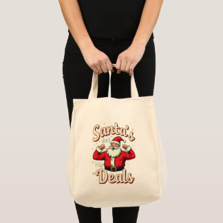 Tote Bag Vintage Retro Funny Santa Flexing Christmas Deals